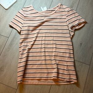 Casual Striped Peach Tee